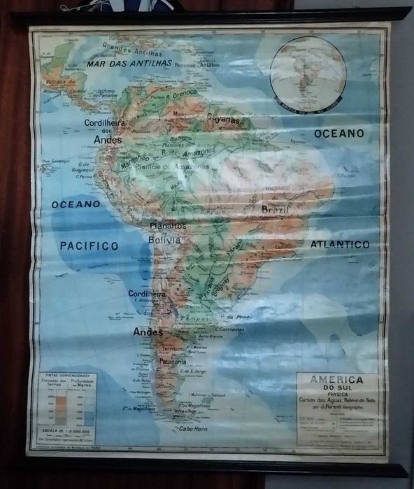 Mapa Antigo em Tela - América do Sul - J. Forest
