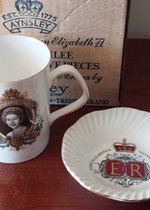 Caneca e Prato Jubileu 1977 Rainha Elizabeth II
